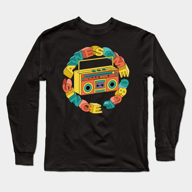 Awesome Since 1980 - Tape Recorder Long Sleeve T-Shirt by Designoholic